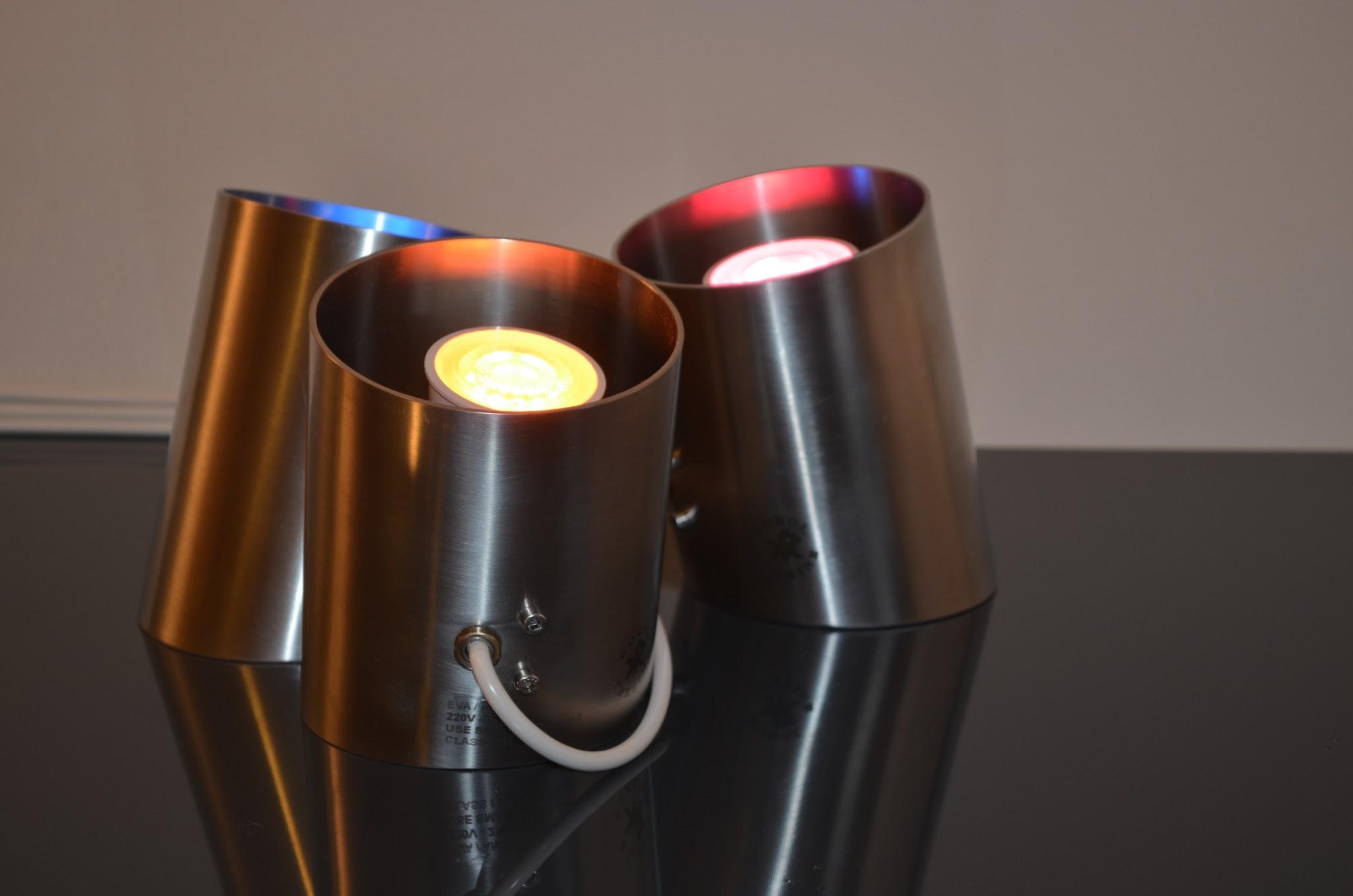 Close view of a brushed stainless steel luminaire body