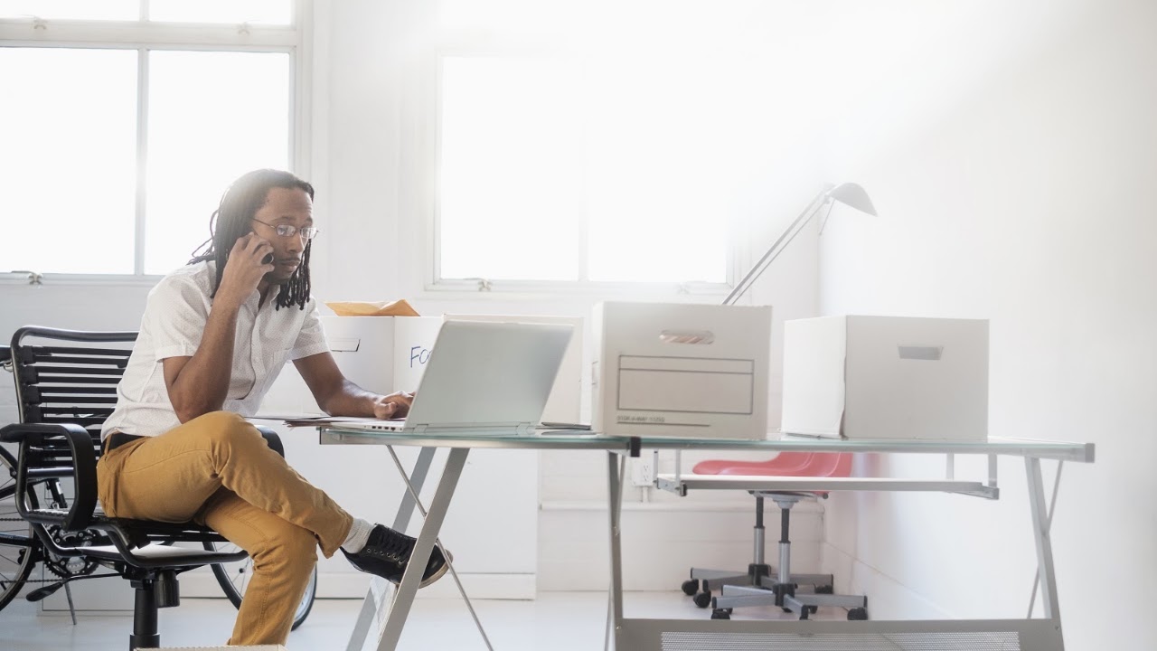 A team member working at a desk